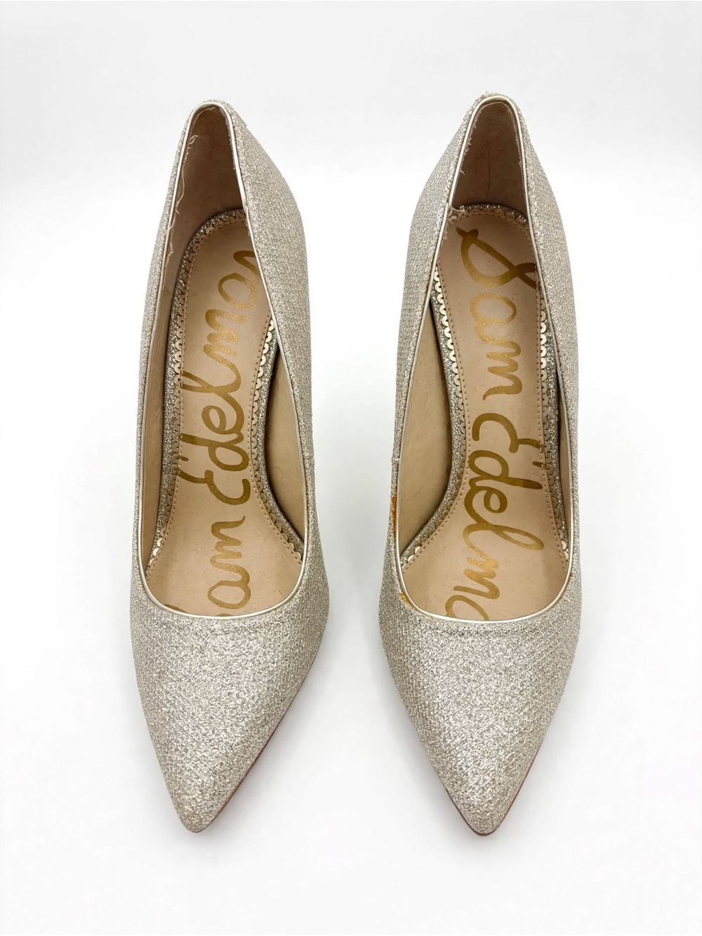 Sam Edelman Glitter Pointed-Toe Pumps in Champagne